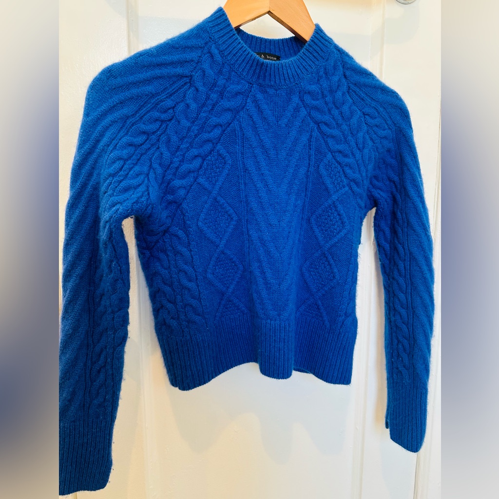 Rag & Bone Vibrant Blue Cable Knit Sweater
